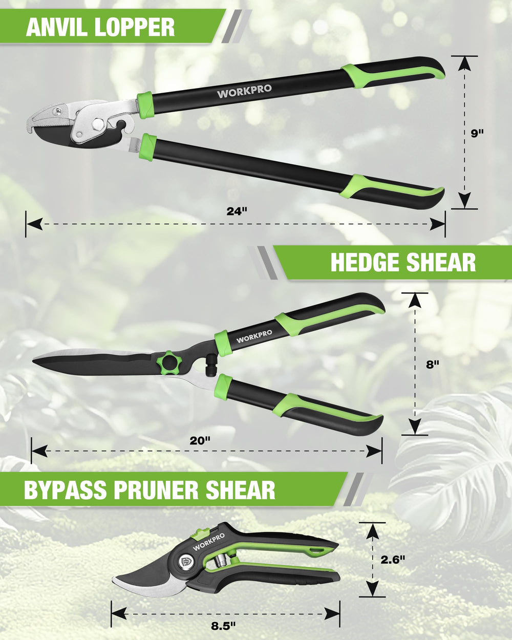 WORKPRO 3-Piece Garden Shears Set, perfect for garden maintenance