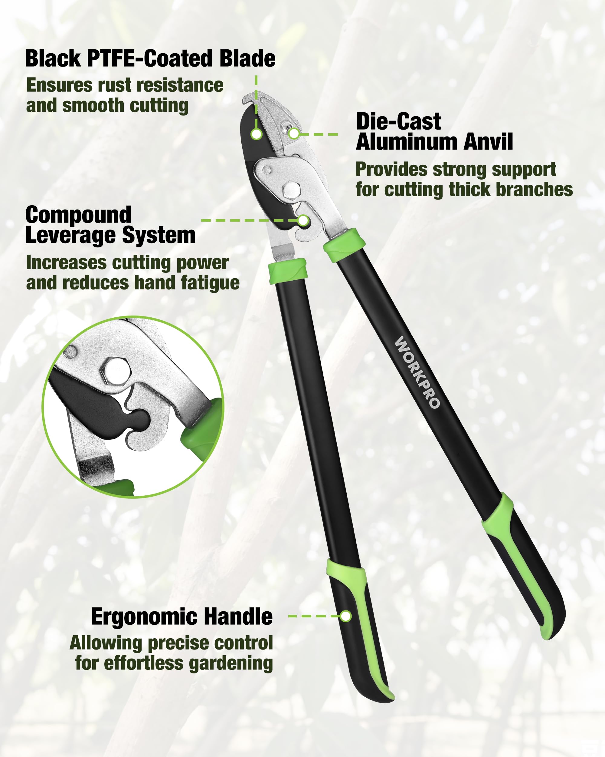 WORKPRO 3-Piece Garden Shears Set with black coated blades