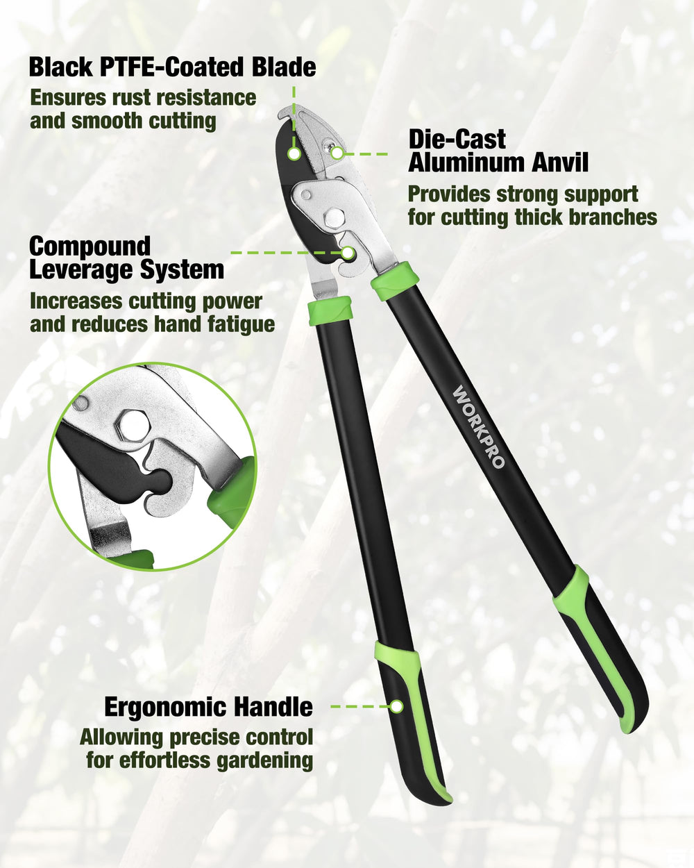 WORKPRO 3-Piece Garden Shears Set with black coated blades