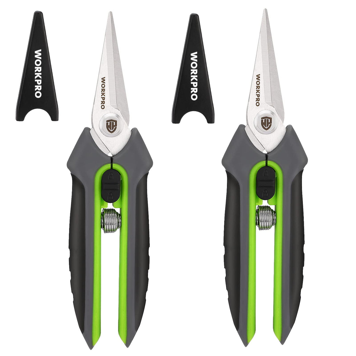 WORKPRO 6.5" pruning shears front view with ergonomic handles