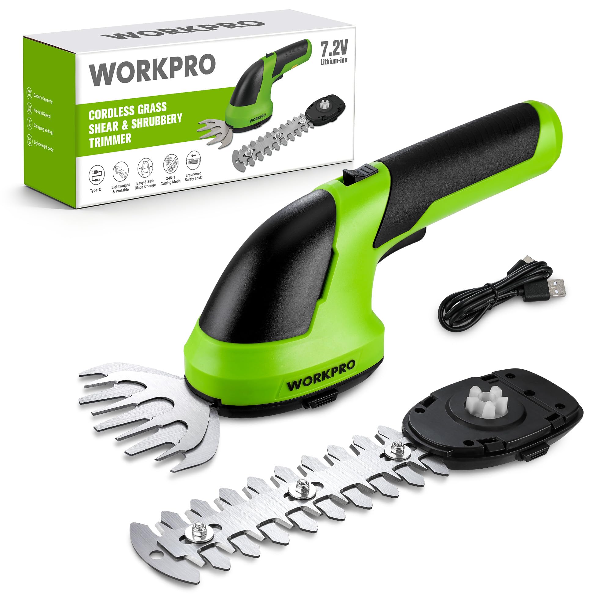 WORKPRO 7.2V Cordless Grass Shear & Shrub Trimmer front view