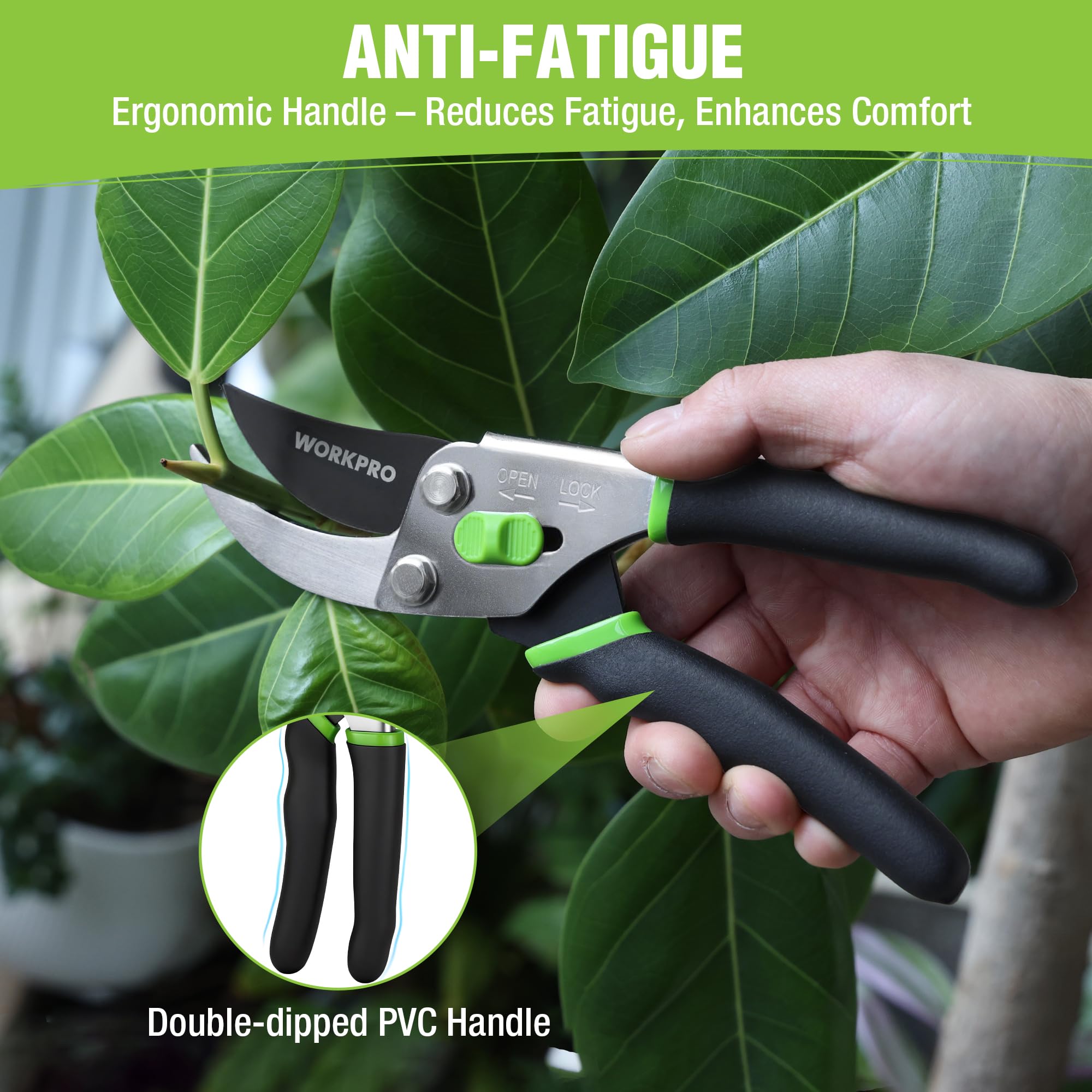 WORKPRO 8.5" pruning shears in gardening use