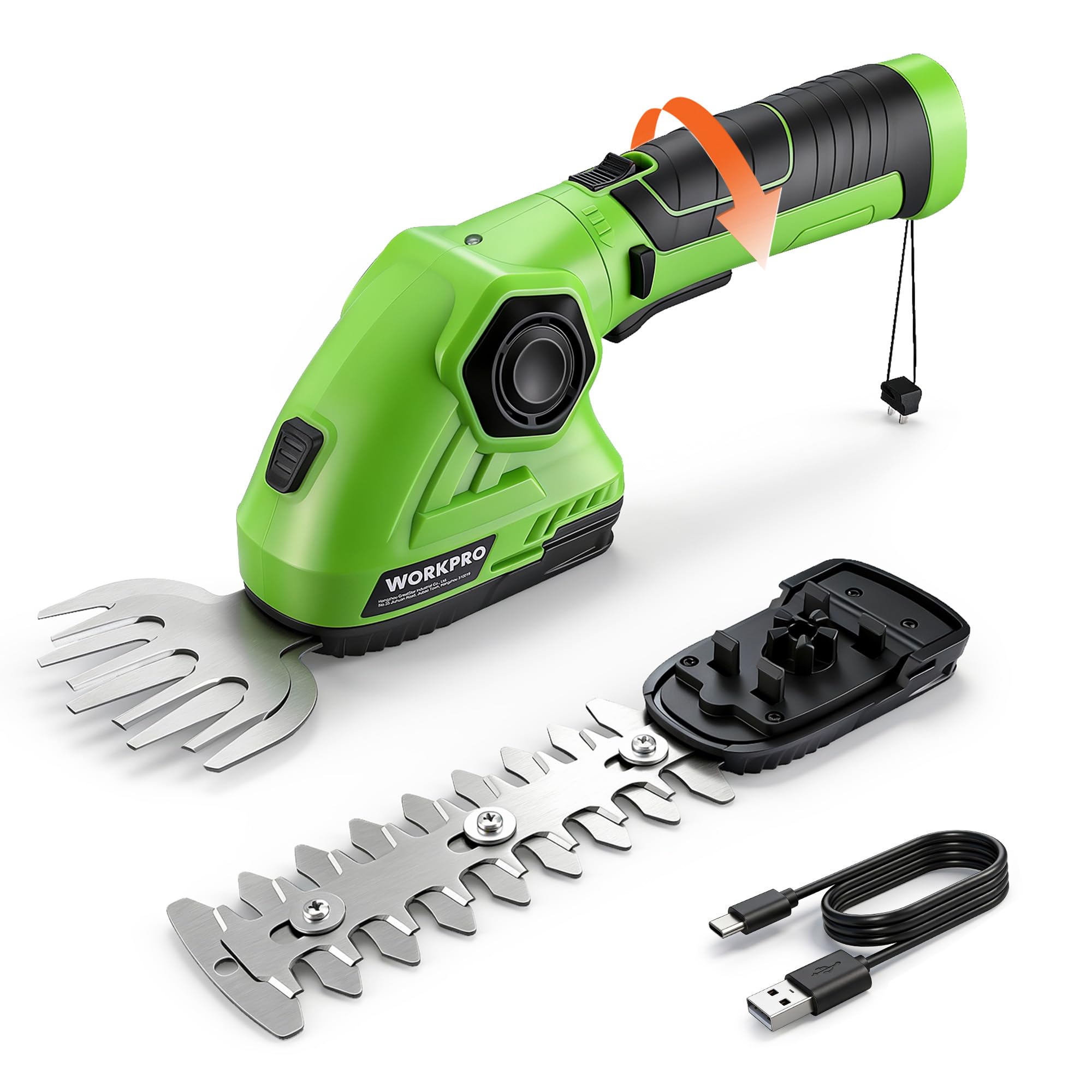 WORKPRO Cordless Grass Shear front view with adjustable handle