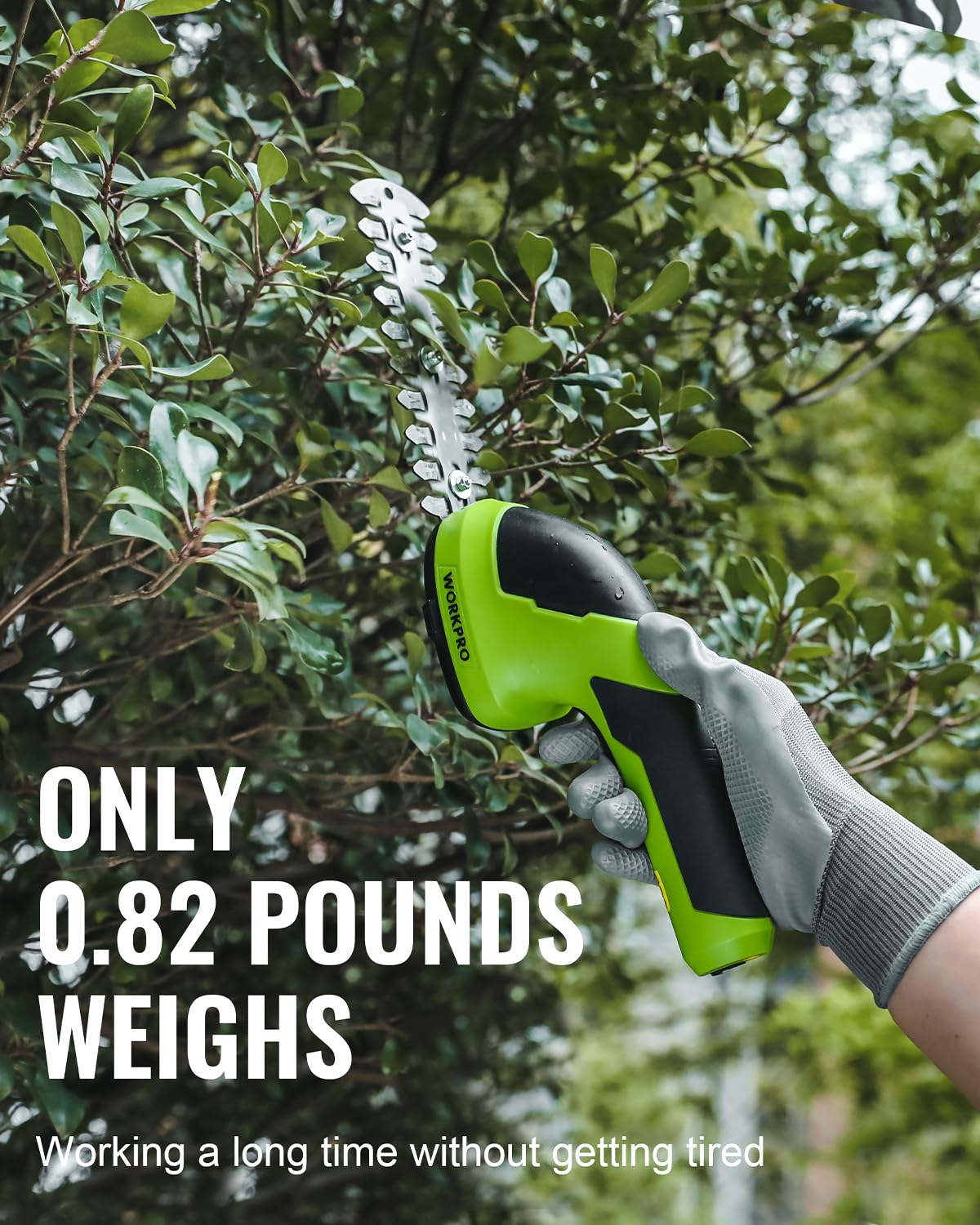 WORKPRO cordless shear on a garden table