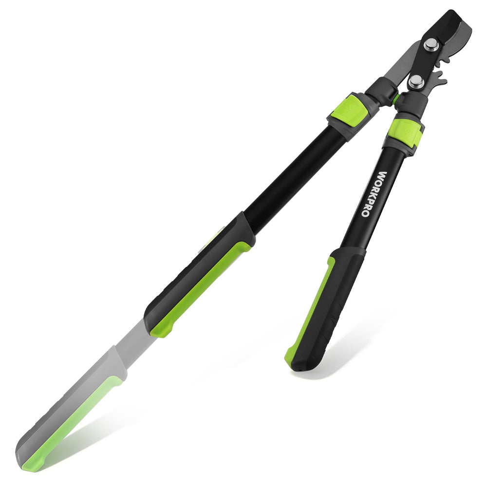 WORKPRO Extendable Bypass Lopper front view with green handles