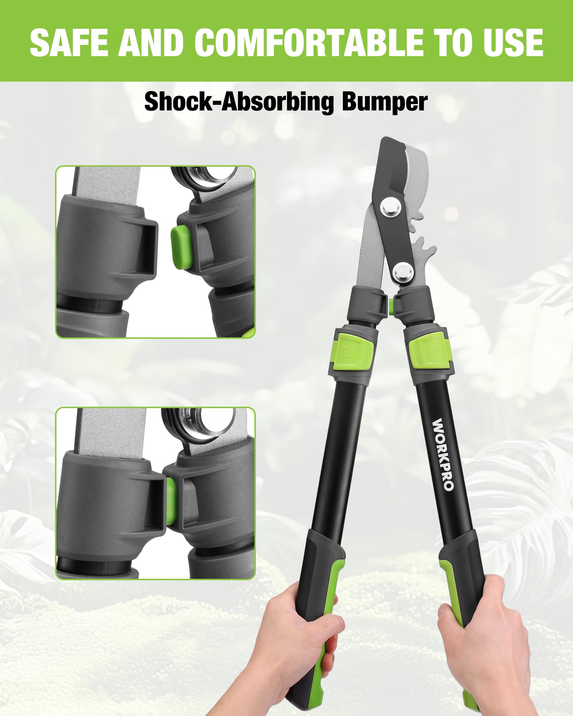 WORKPRO Extendable Bypass Lopper showing comfortable grip handles