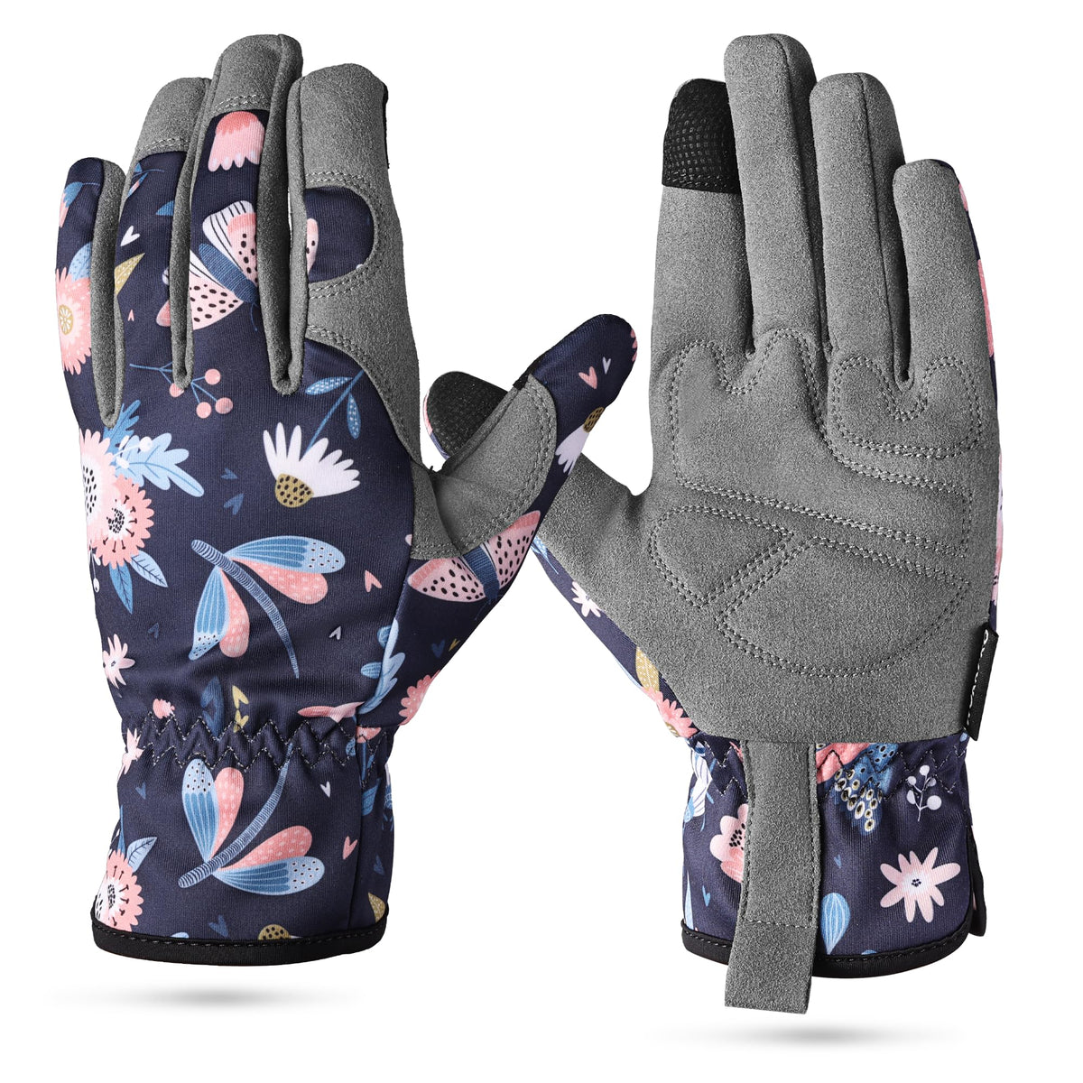 WORKPRO Floral Garden Gloves for Women in Grey