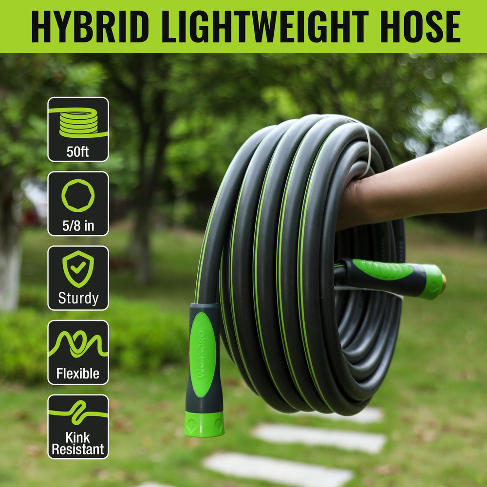 WORKPRO Garden Hose 5/8 inch x 50FT connection fittings close-up