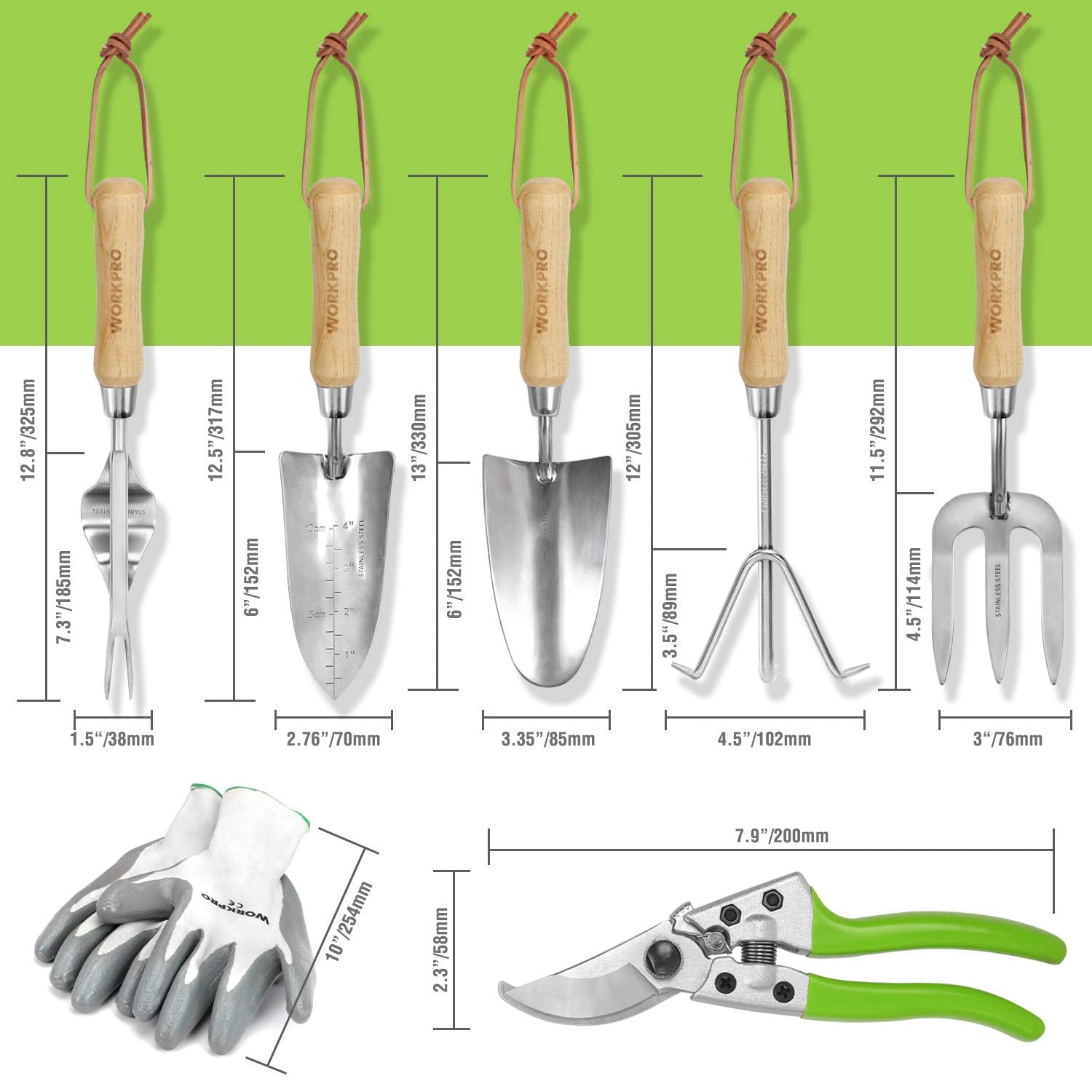 WORKPRO garden tool set including trowel and pruner