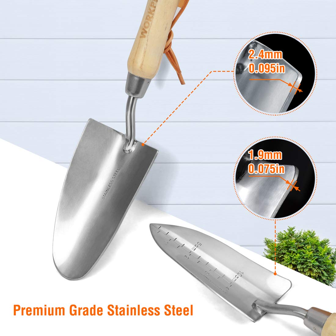 WORKPRO garden tools displayed on a table