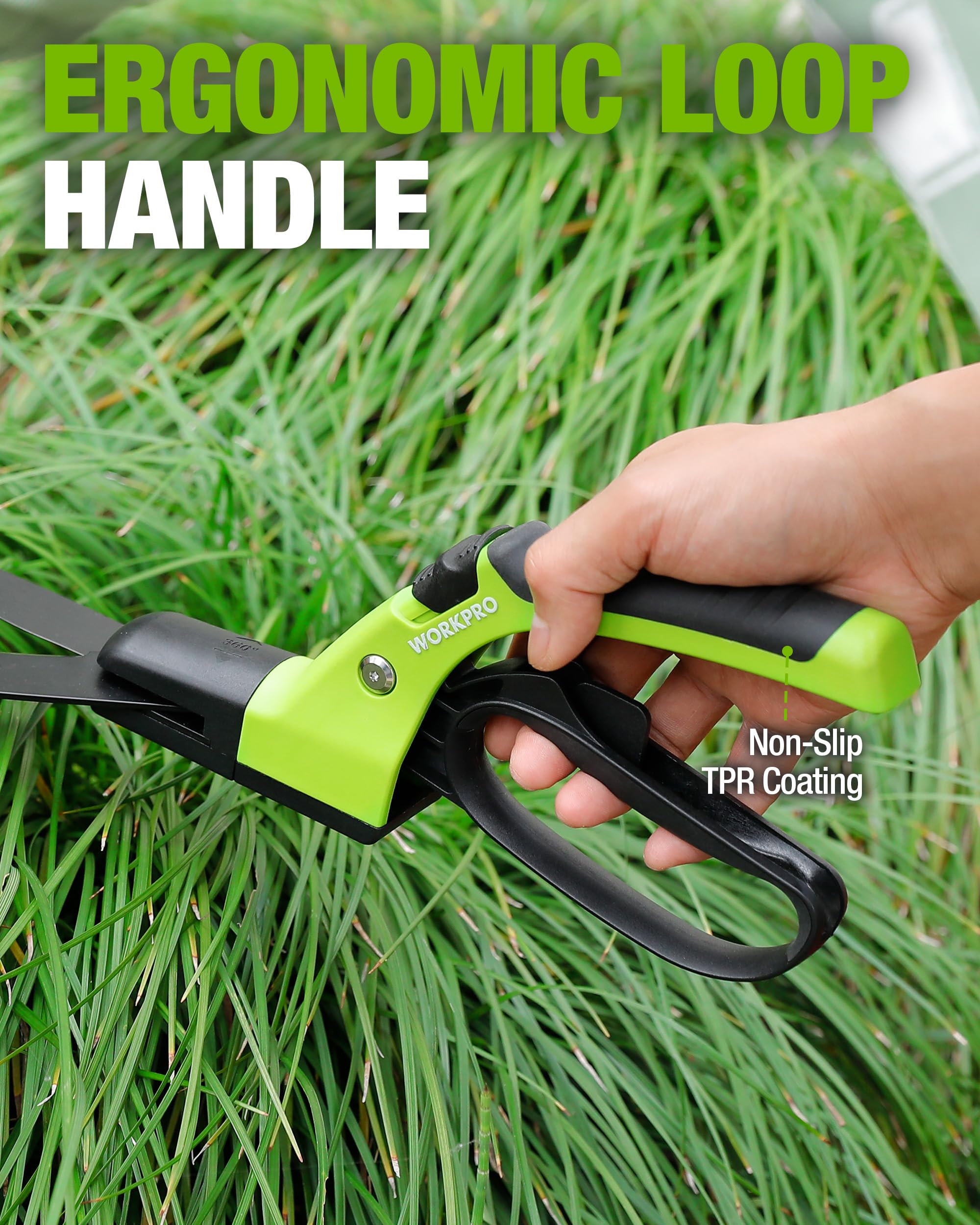 WORKPRO Grass Shears in use trimming lawn edges