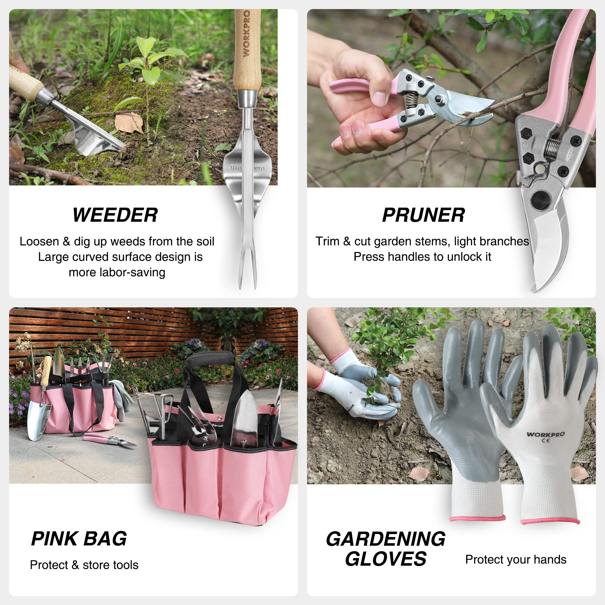 WORKPRO hand fork and weeder from the garden tool set