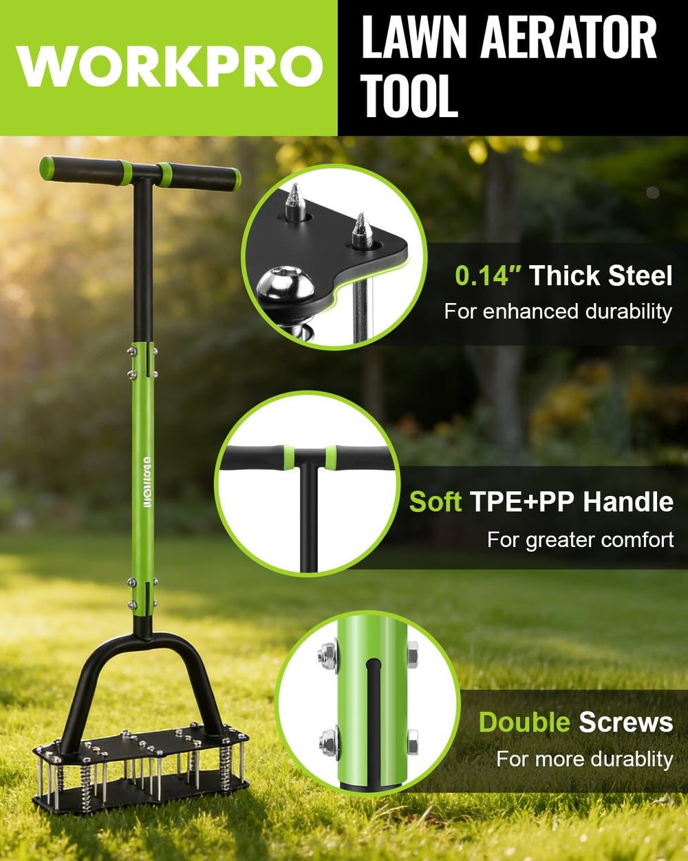 WORKPRO Lawn Aerator assembled with tools included