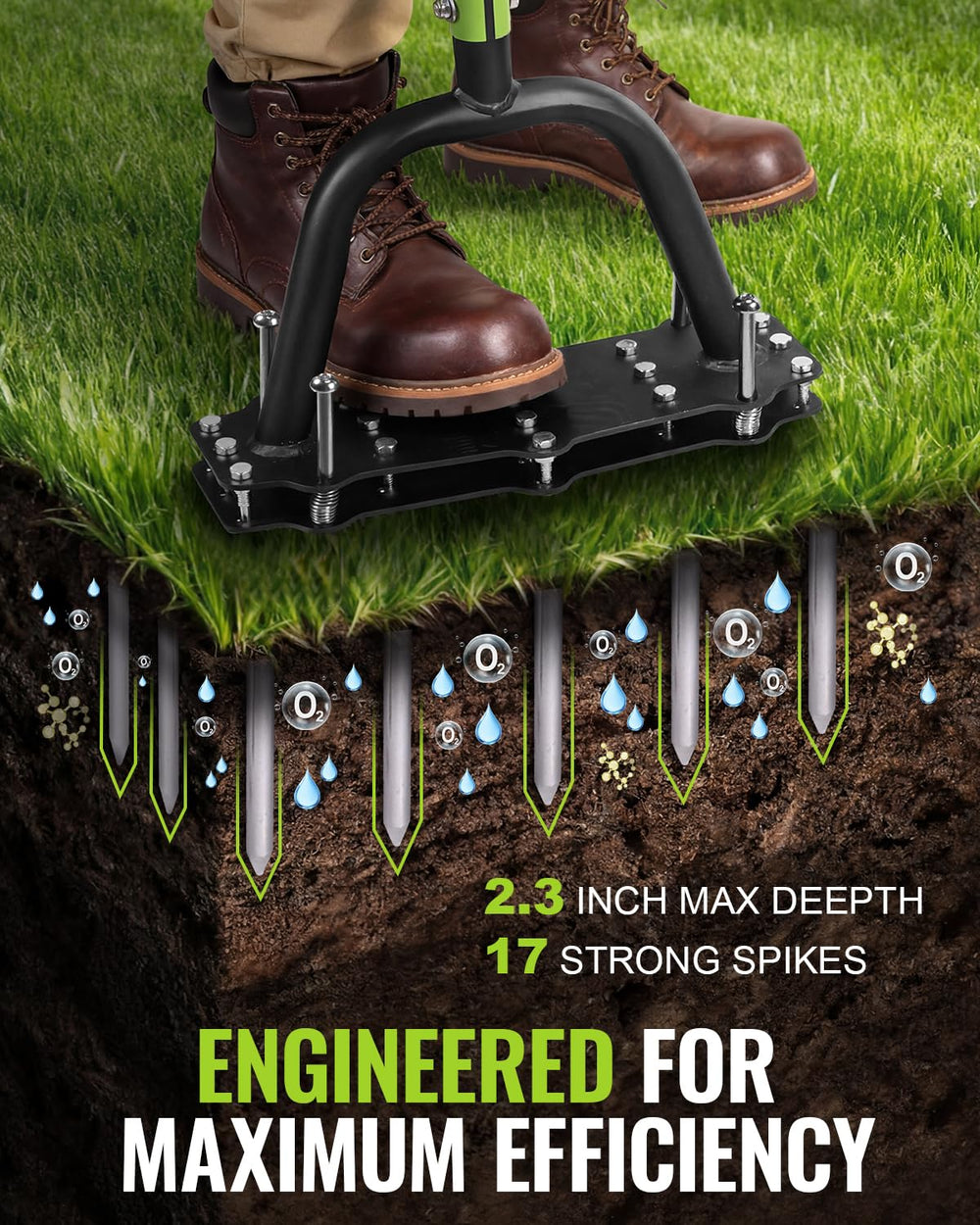WORKPRO Lawn Aerator Tool with soil ejection feature