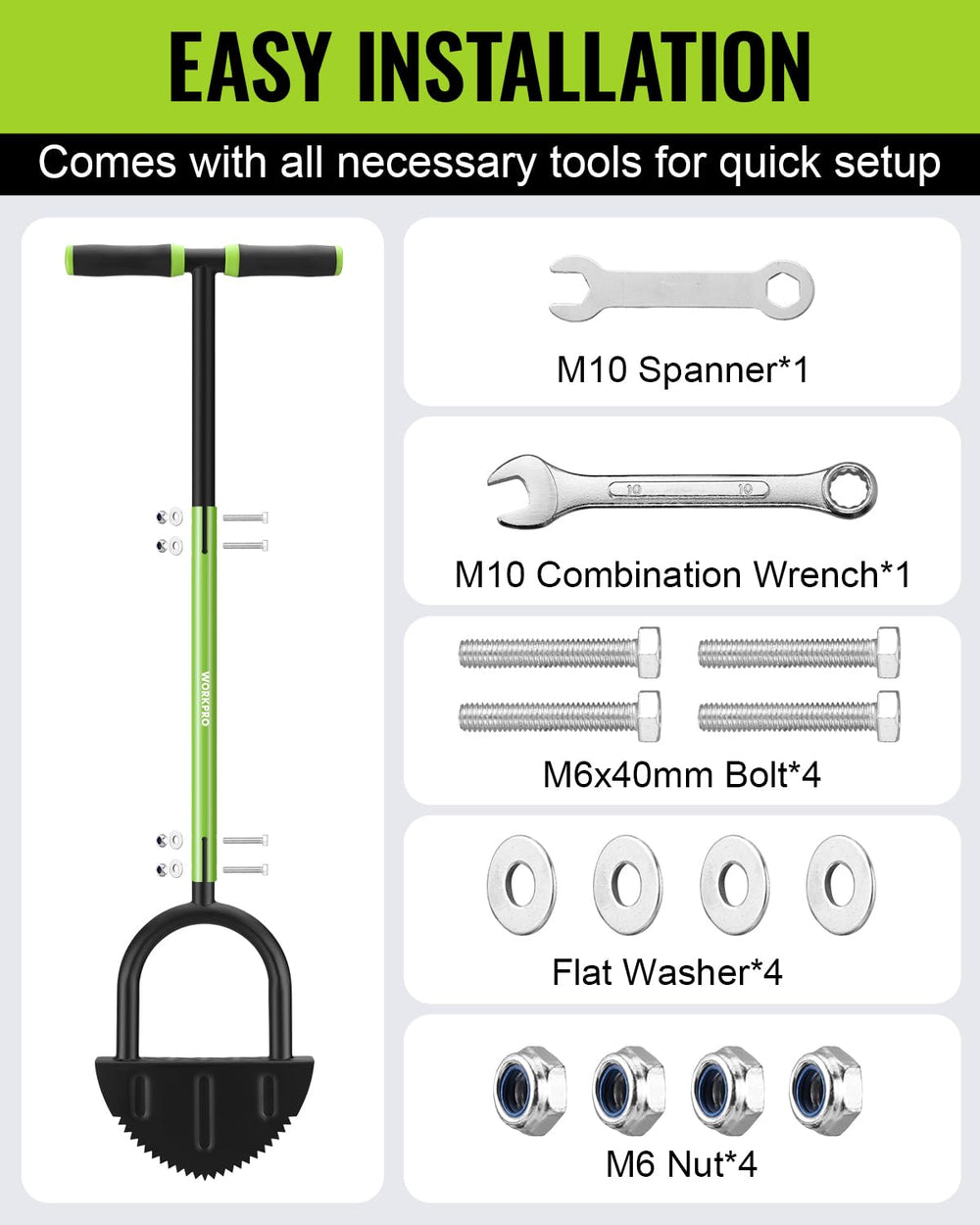WORKPRO Lawn Edger with assembled tools and accessories