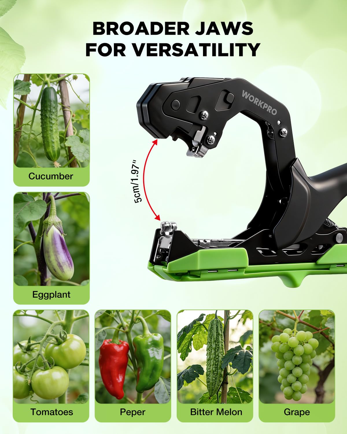 WORKPRO Plant Tying Machine in use tying plants in a garden