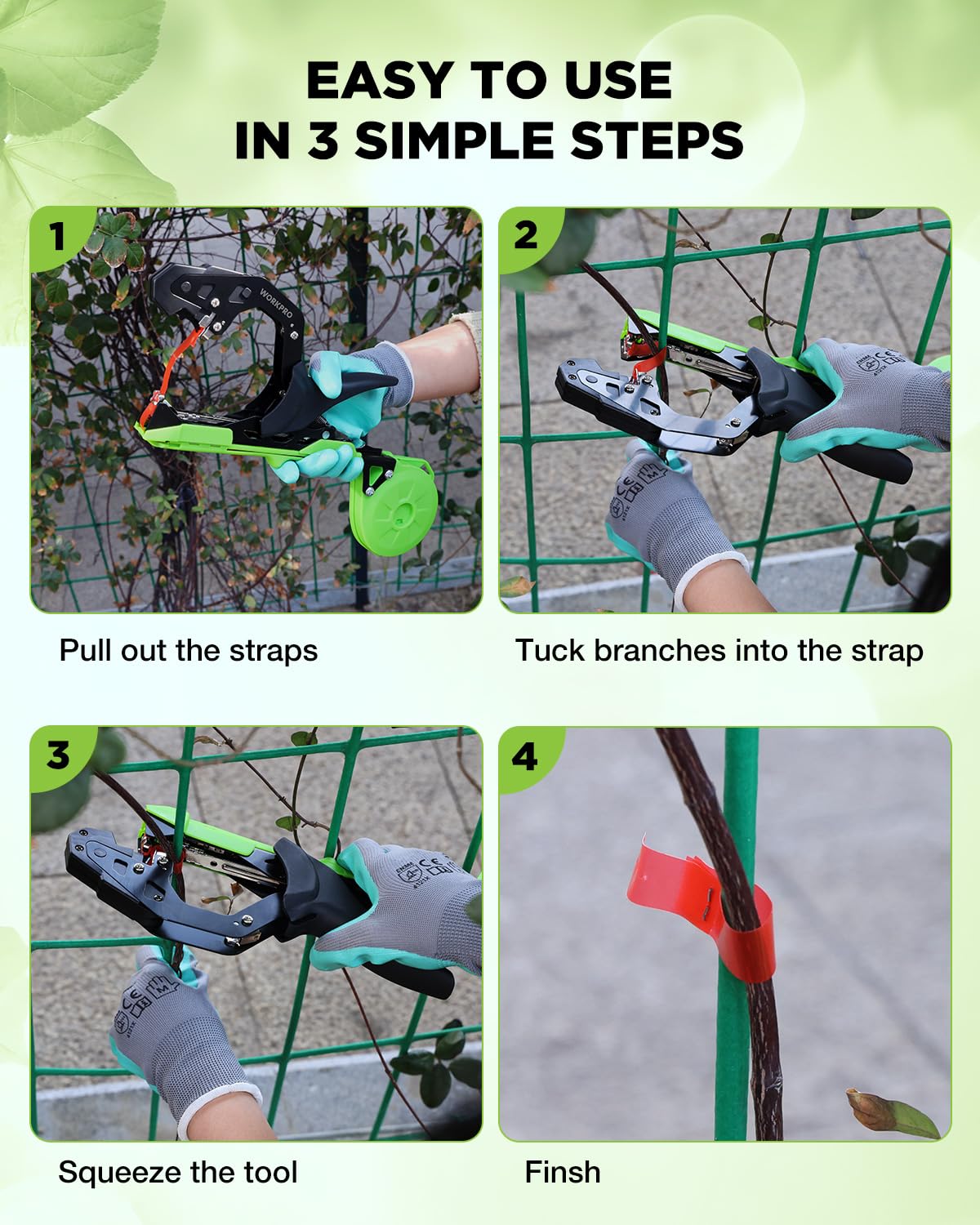 WORKPRO Plant Tying Machine packaging showing included items
