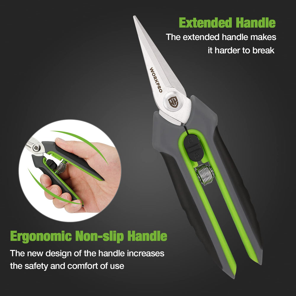 WORKPRO pruning shears in use on small plants