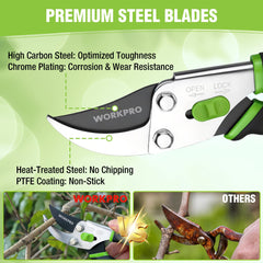 WORKPRO shears showing high carbon steel blade