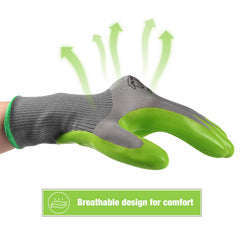 WORKPRO six pairs of garden gloves stacked together
