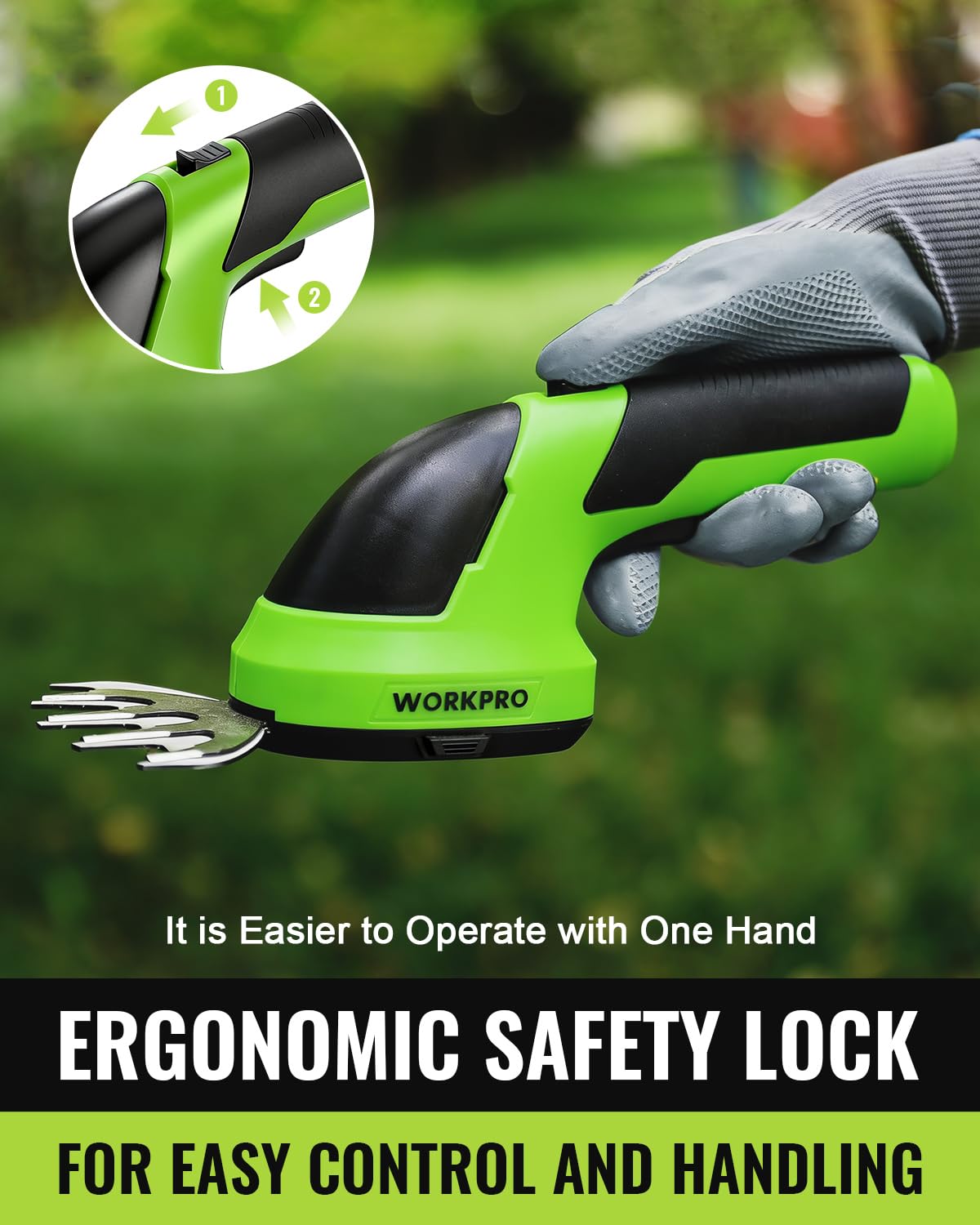 WORKPRO trimmer in use for hedge trimming