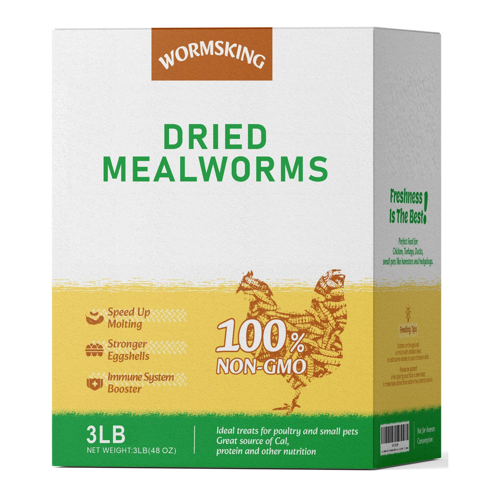 WORMSKING Dried Mealworms 3LB package front view
