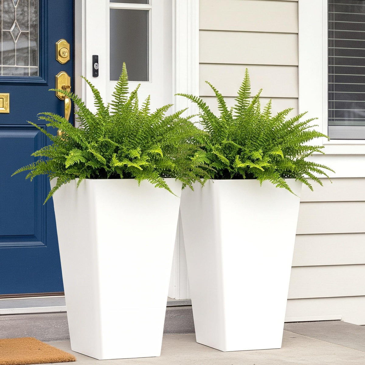 Worth Garden 20-inch white plant pot front view