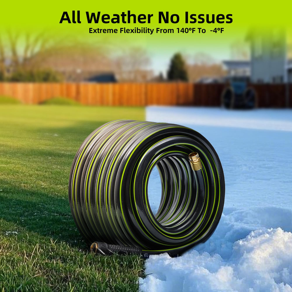 Worth garden hose coiled neatly for storage