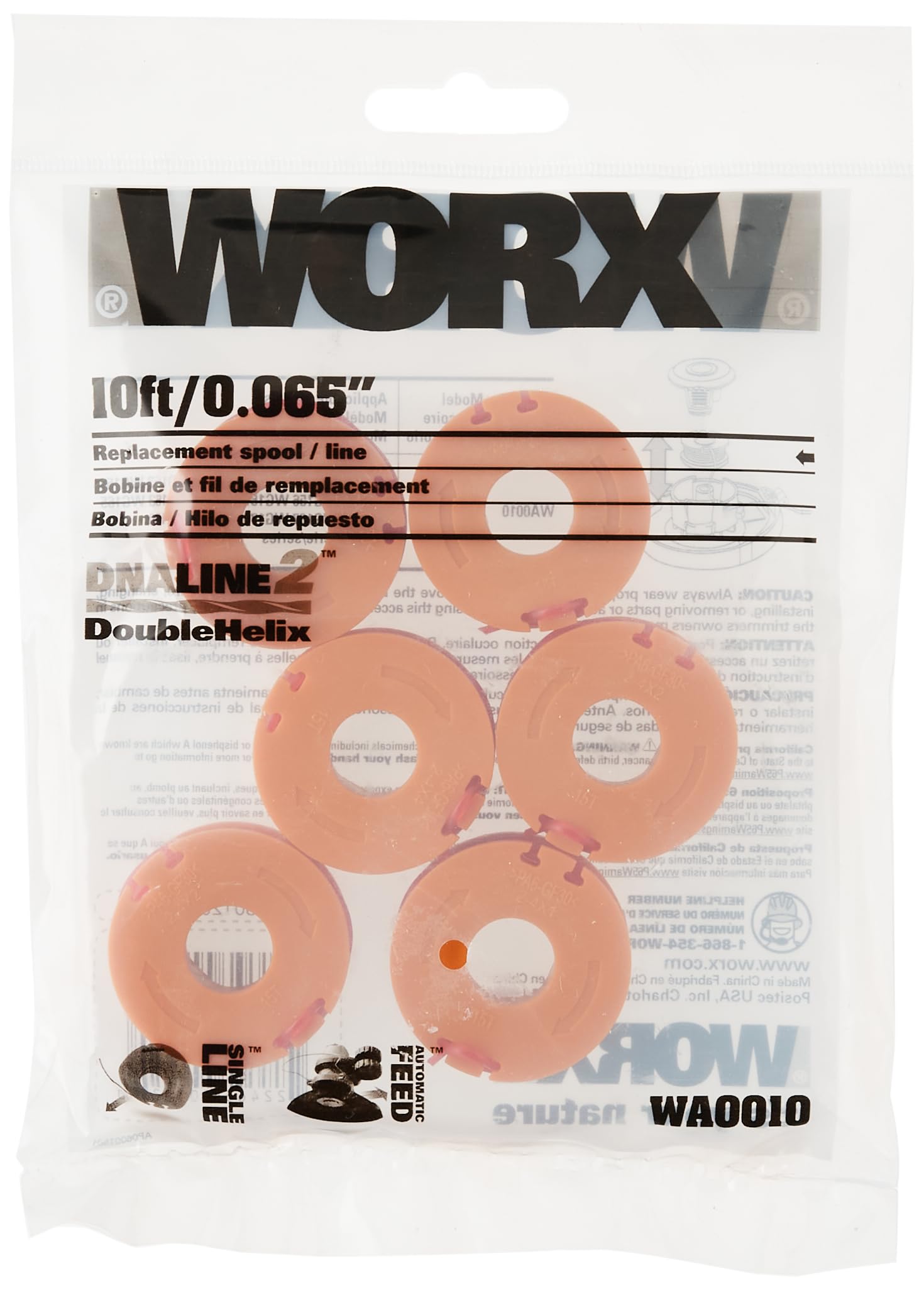 WORX 10 feet DNA2 DoubleHelix cutting line close-up