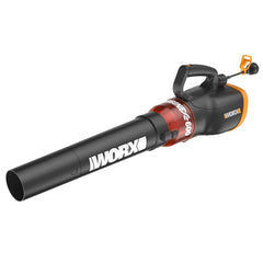 WORX 12 Amp Turbine Electric Leaf Blower front view, Black and Orange