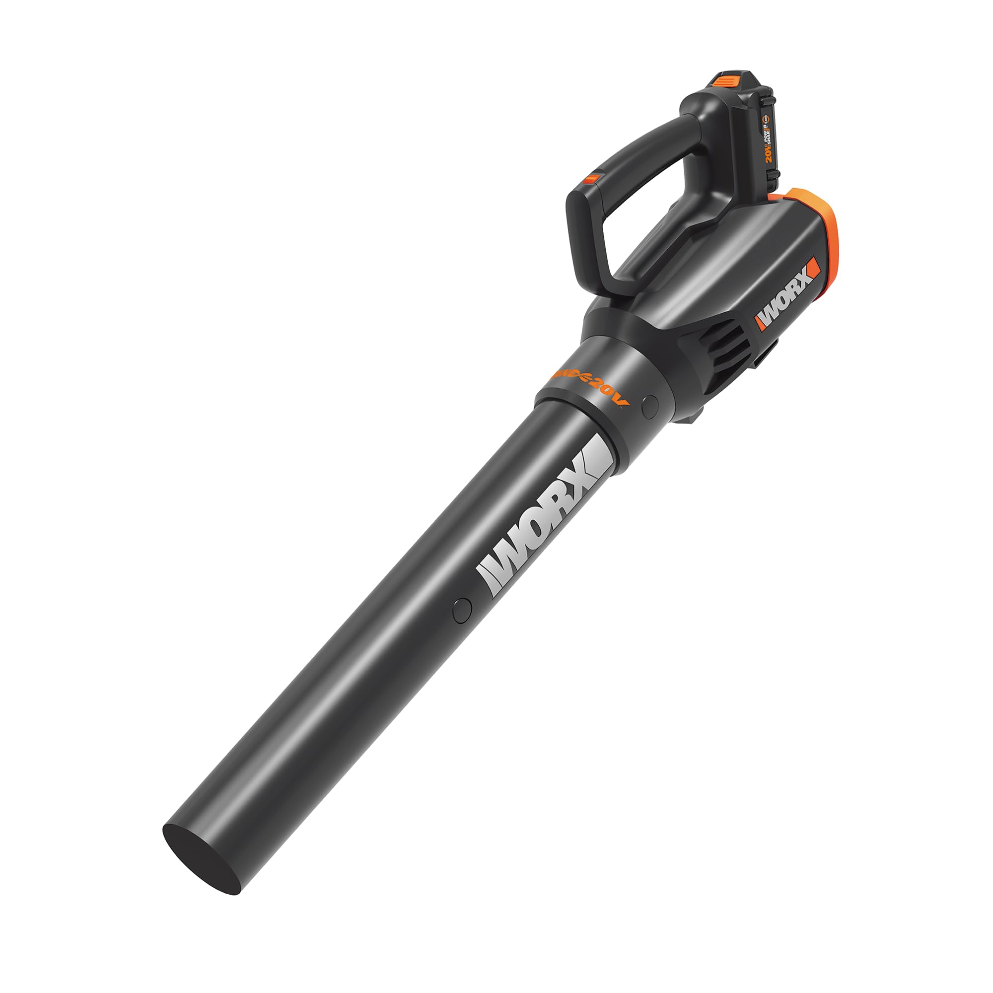 WORX 20V Cordless Leaf Blower black and orange model front view