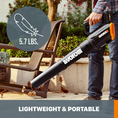 WORX 20V Cordless Leaf Blower showing lightweight design