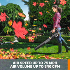WORX 20V Cordless Leaf Blower with Turbine fan technology close-up