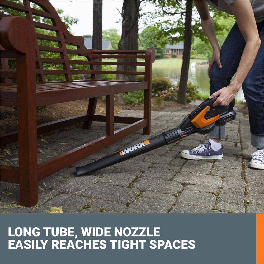 WORX 20V leaf blower with extension hose and clip