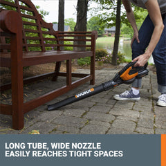 WORX 20V leaf blower with extension hose and clip