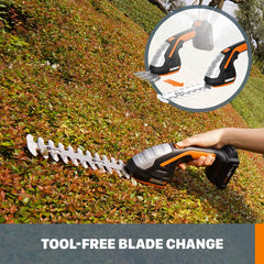 WORX 20V Shrub Trimmer with 8-inch blade attached