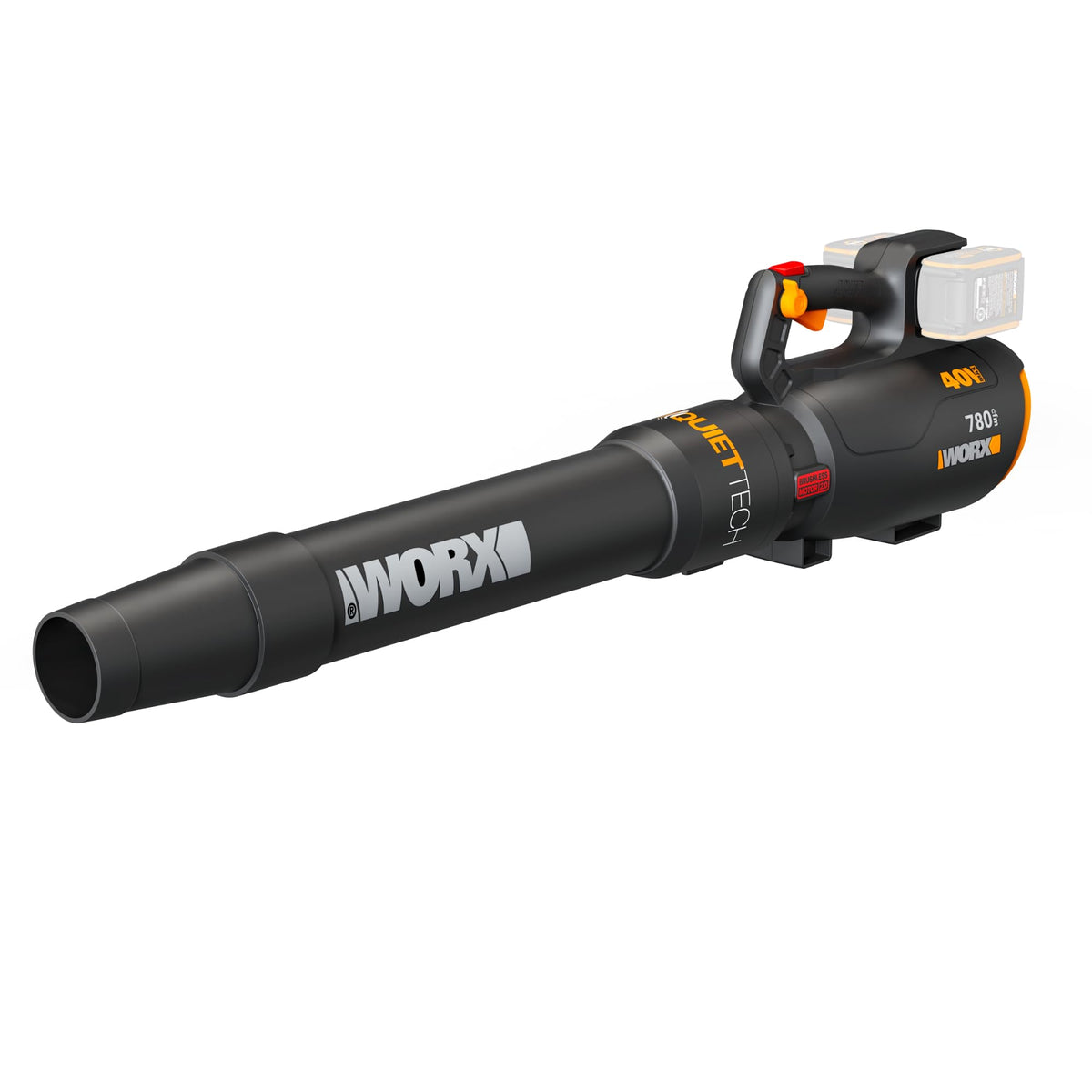 WORX 40V Cordless Leaf Blower front view with concentrator nozzle