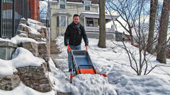 WORX AeroCart Snow Plow WA0230 side view showcasing steel construction