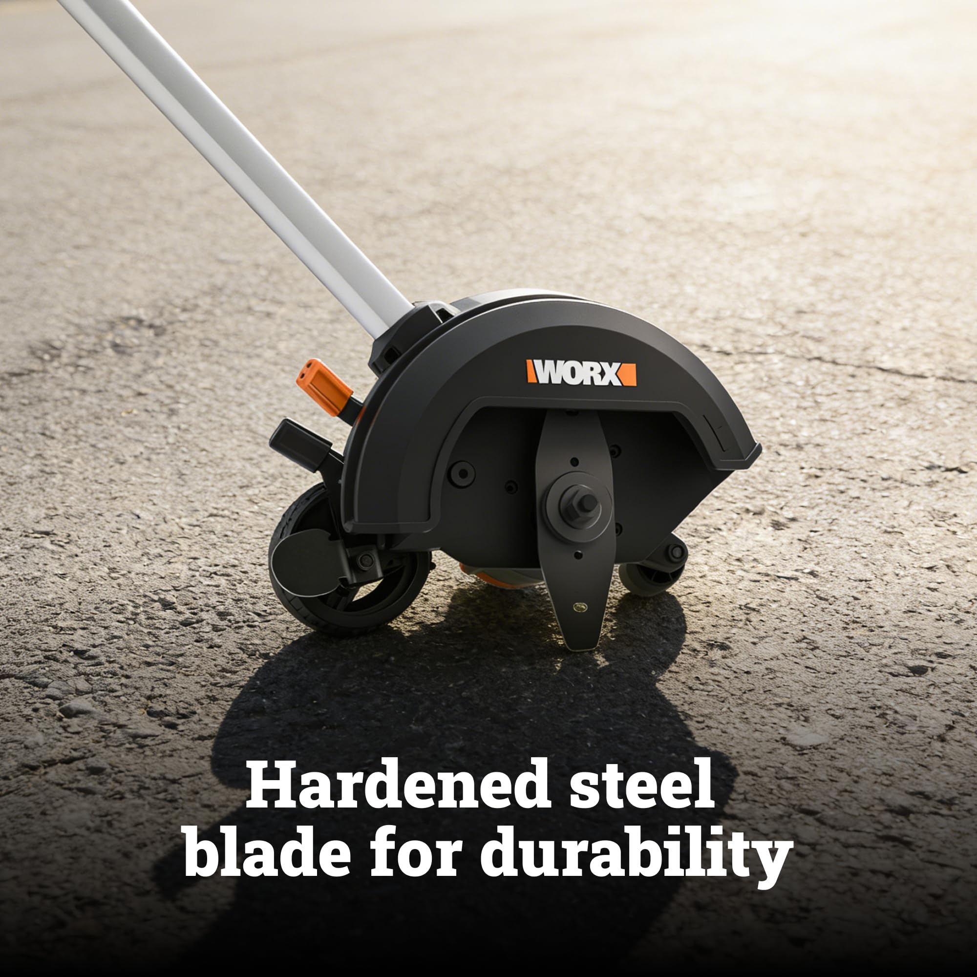 WORX Cordless Lawn Edger 20V on display with safety gear