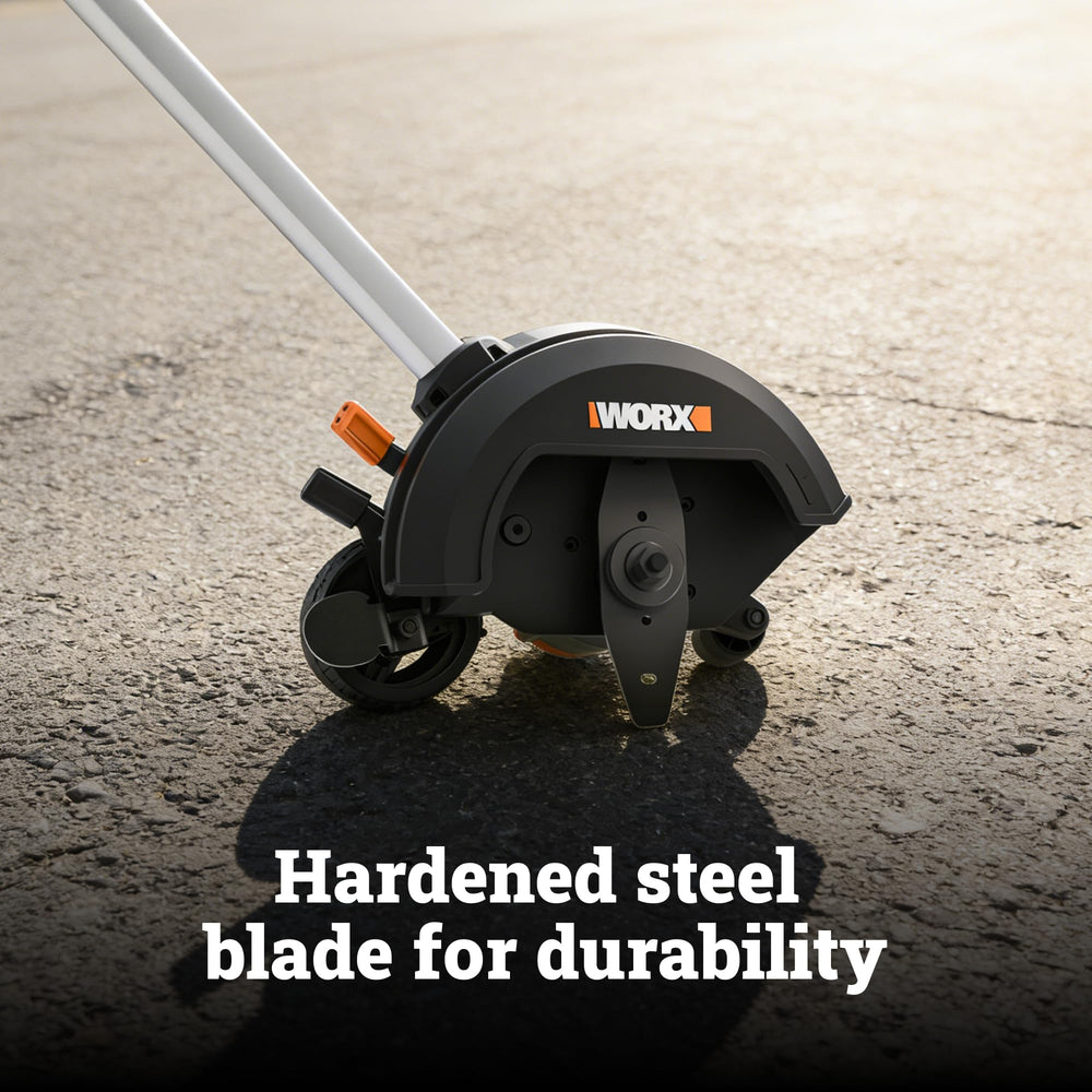 WORX Cordless Lawn Edger 20V on display with safety gear
