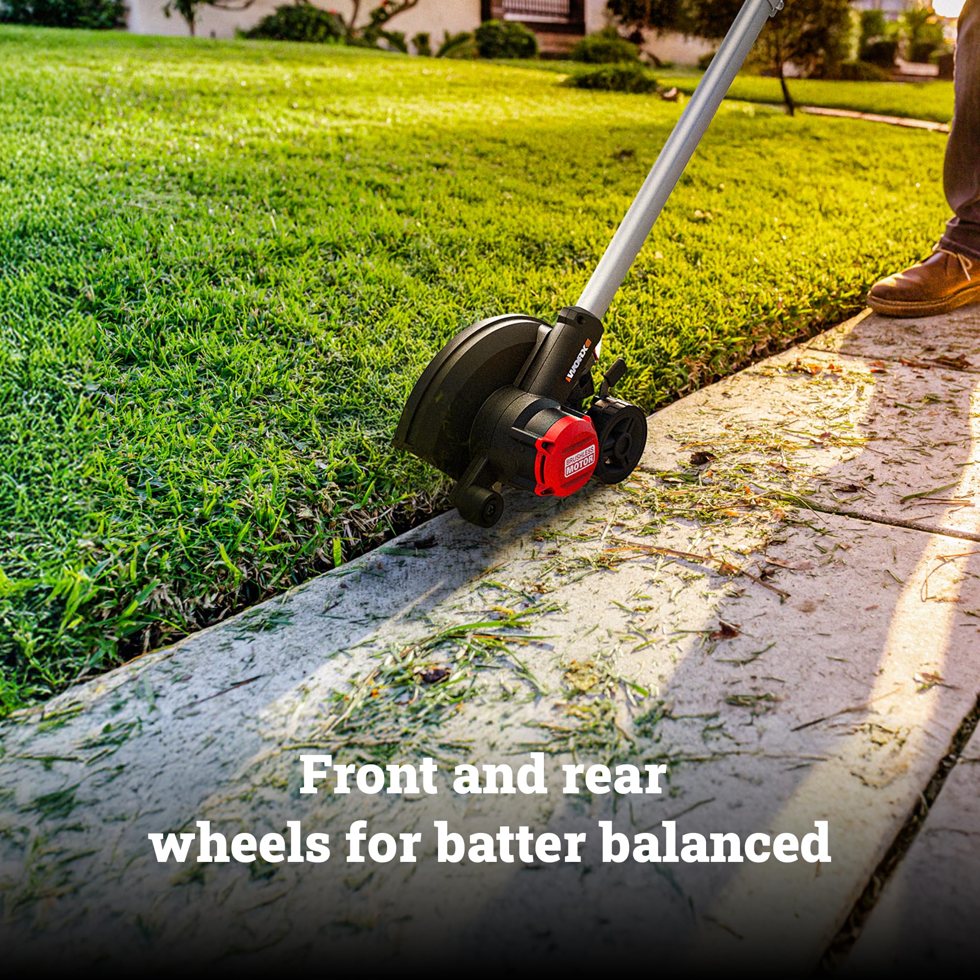 WORX Cordless Lawn Edger 20V showing dual wheels