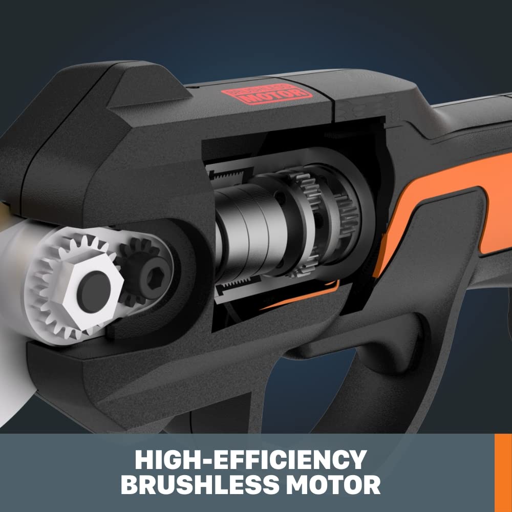 WORX cordless pruning shear in action cutting branch