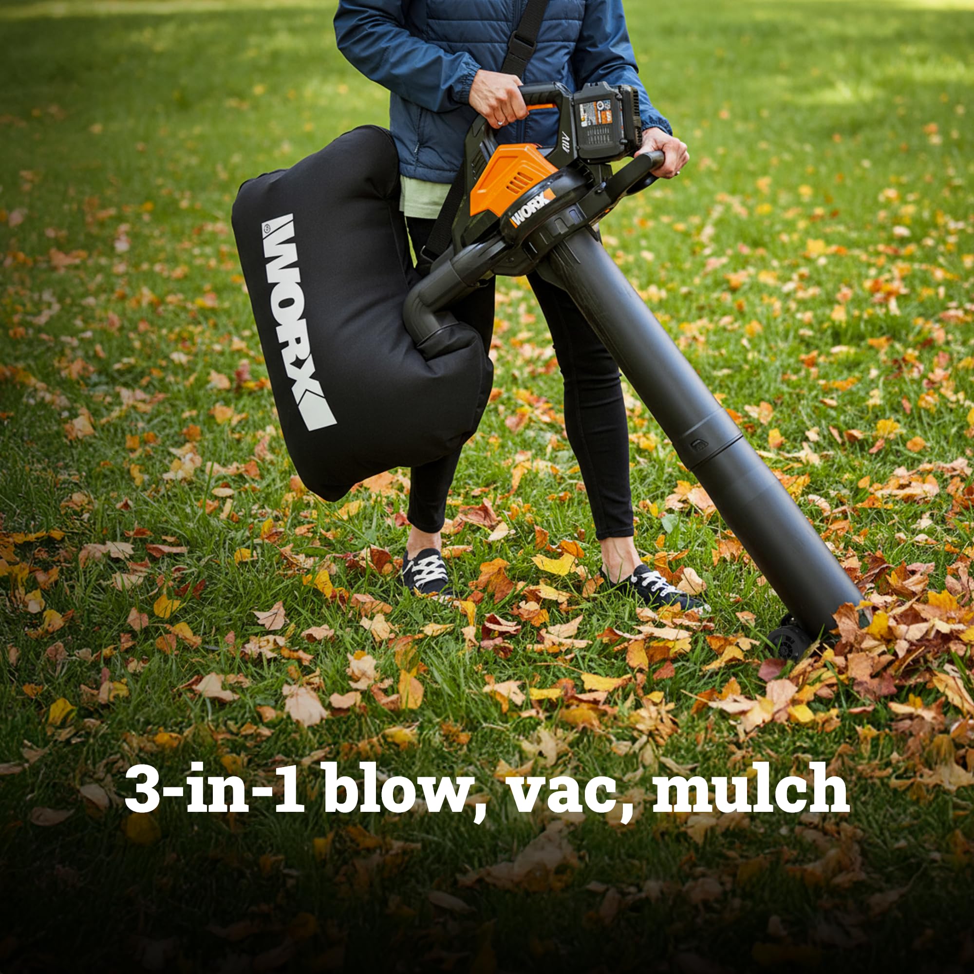 WORX leaf blower collection bag with shoulder strap