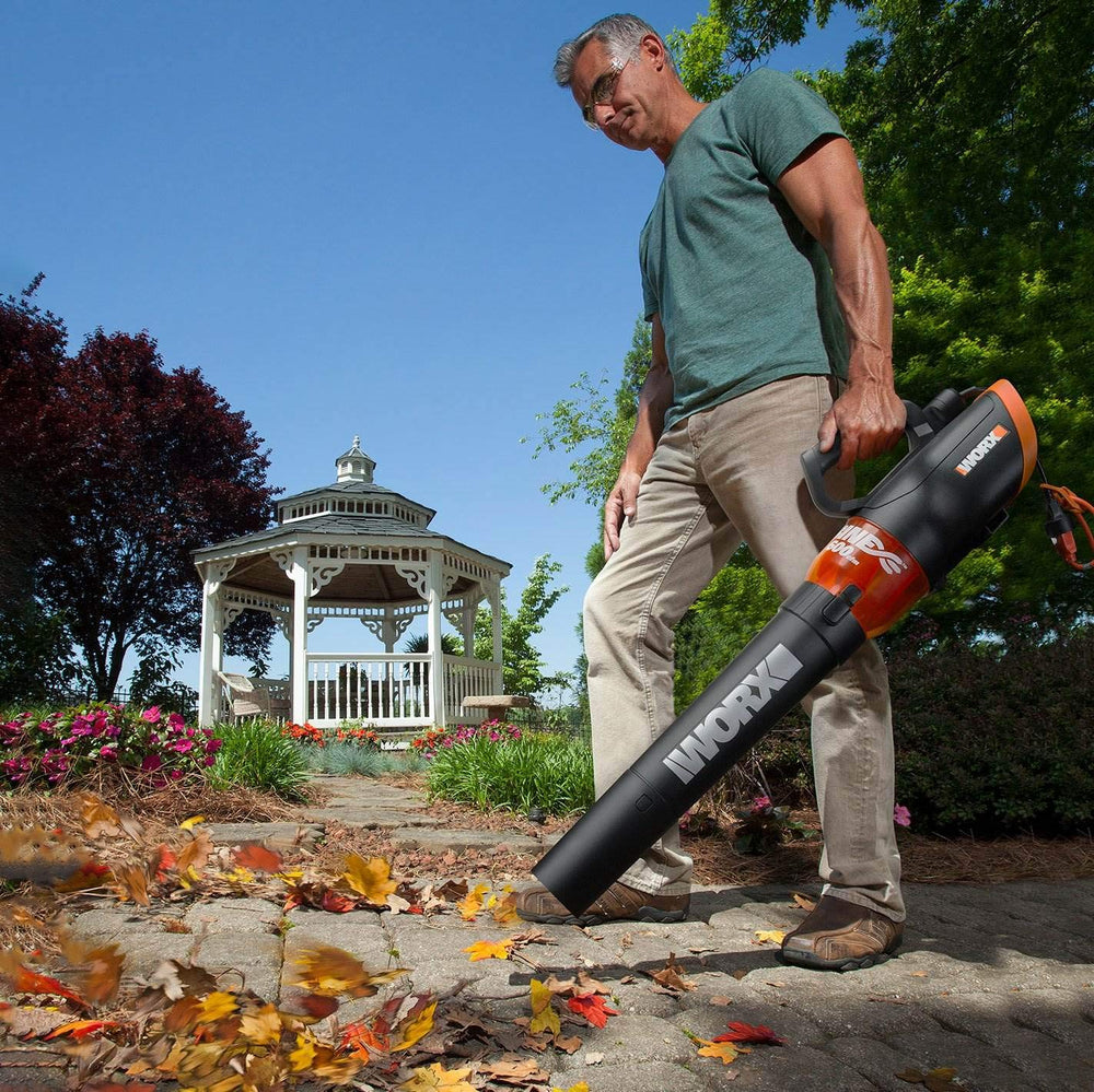 WORX leaf blower showcasing hyper-stream air nozzle attachment