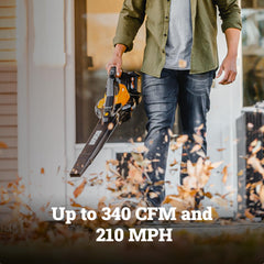 WORX leaf blower tube showing wheeled attachment