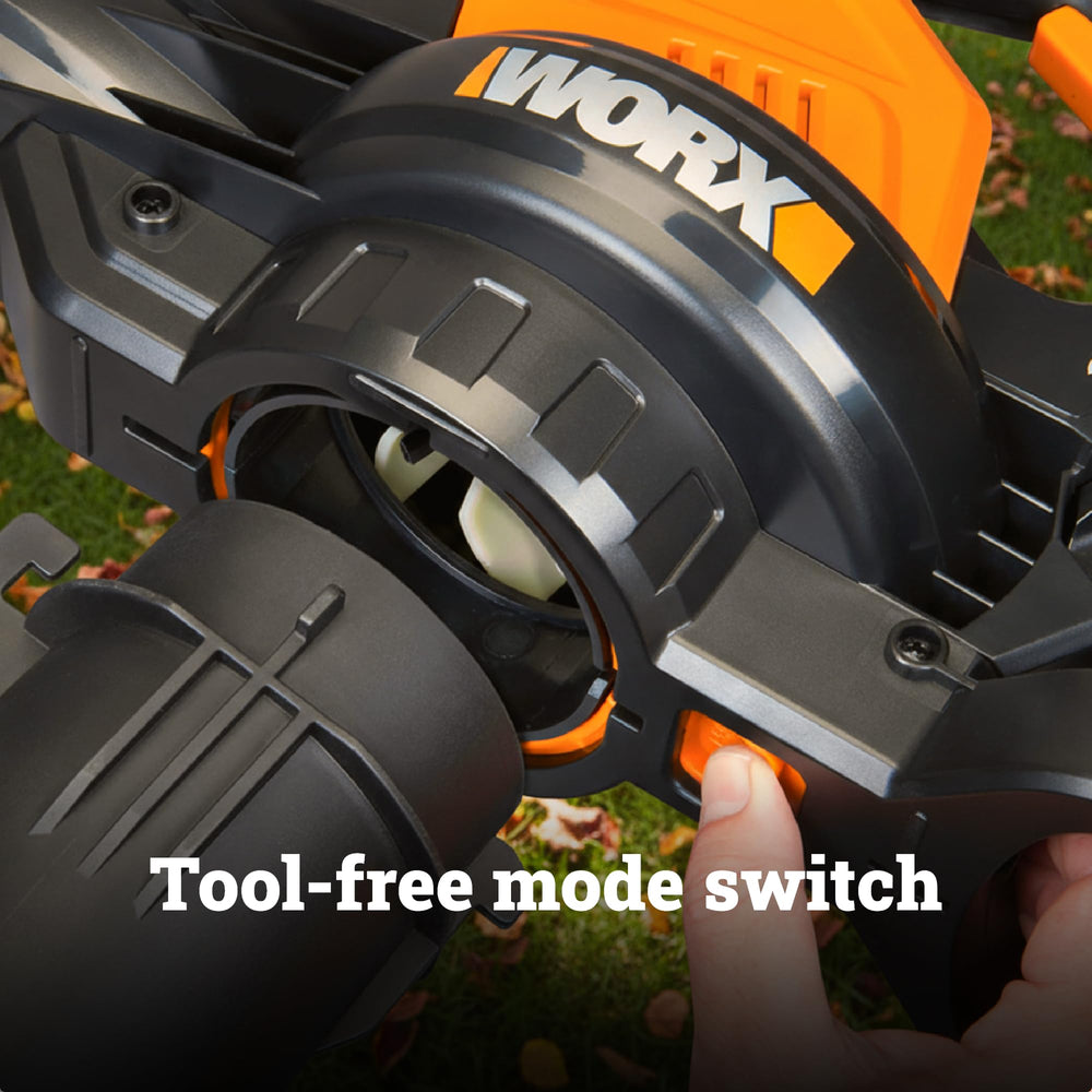 WORX leaf blower with mulching tube attachment
