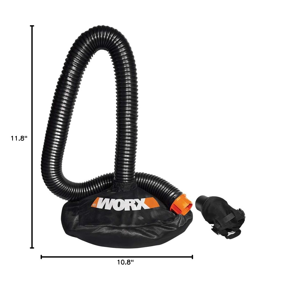 WORX Leaf Collection System 8-foot hose extended in a yard