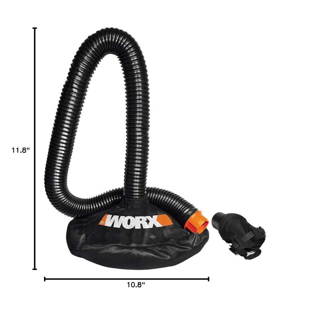WORX Leaf Collection System 8-foot hose extended in a yard