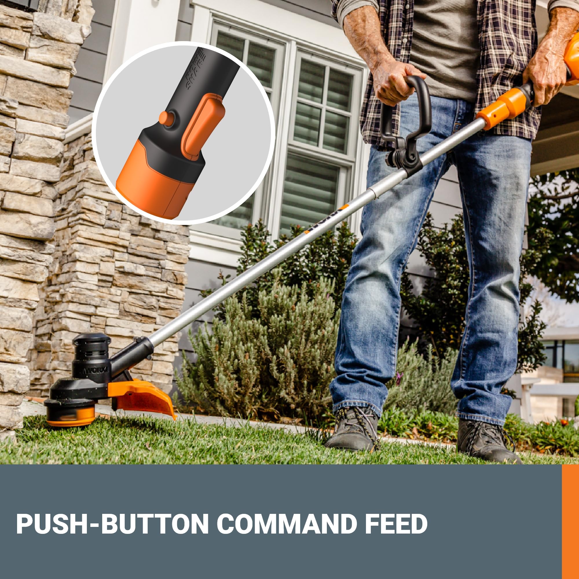 WORX String Trimmer displaying adjustable auxiliary handle