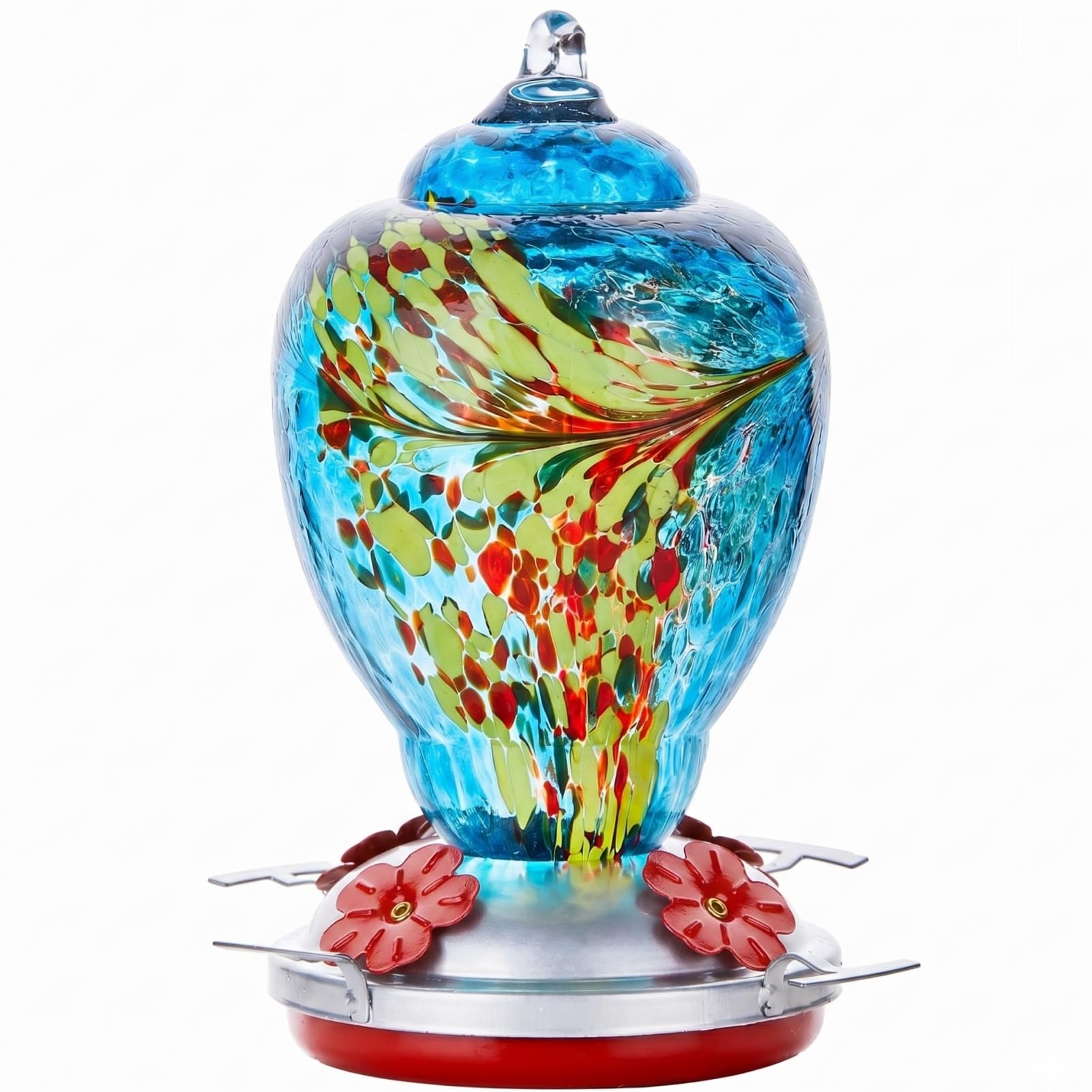 WOSIBO Hummingbird Feeder blue glass front view